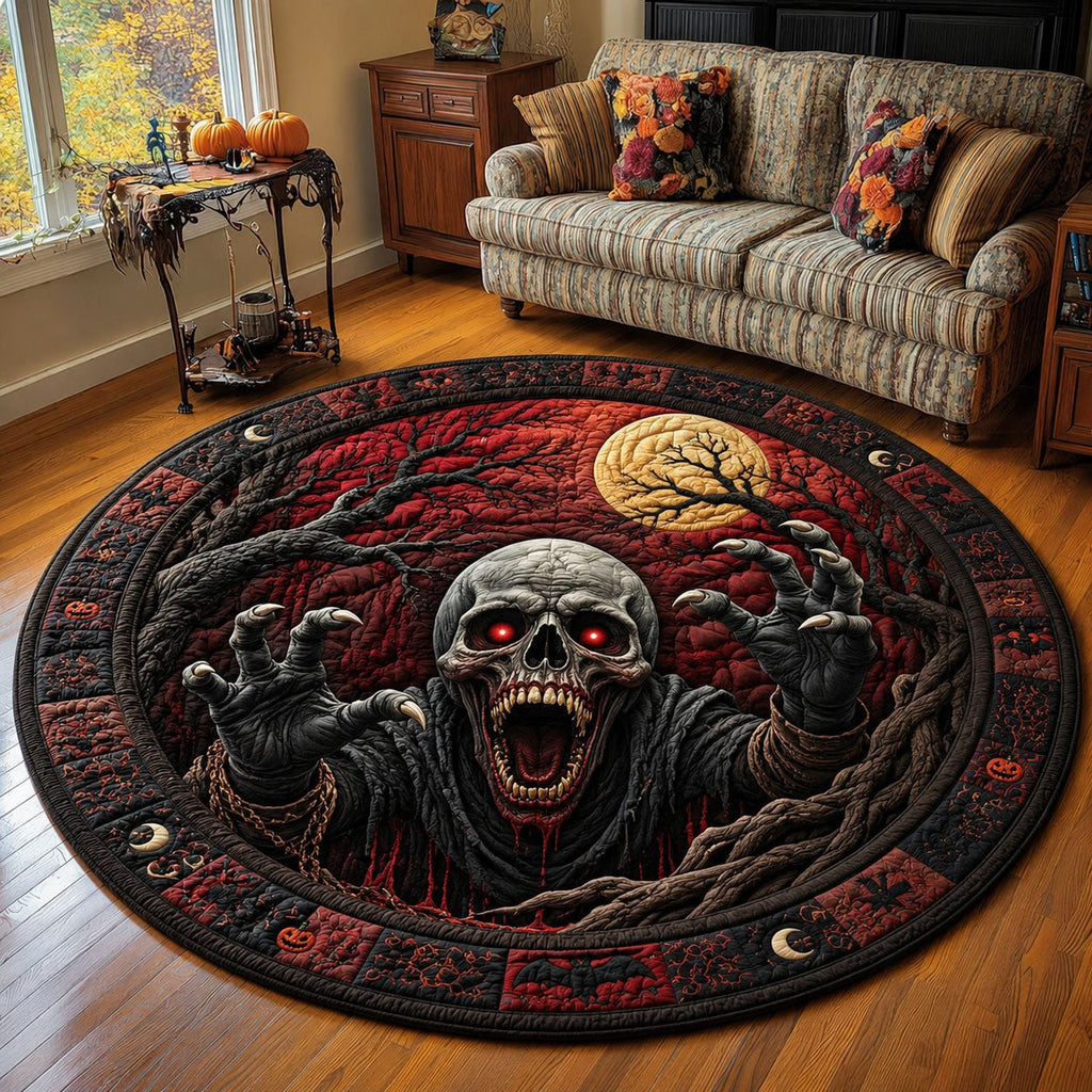 Blood Moon Zombie Skull Horror Round Mat Rug - Nature Design | Serene Home Decor