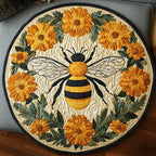Bloom Bee Round Mat Rug - washable non-slip printed rug