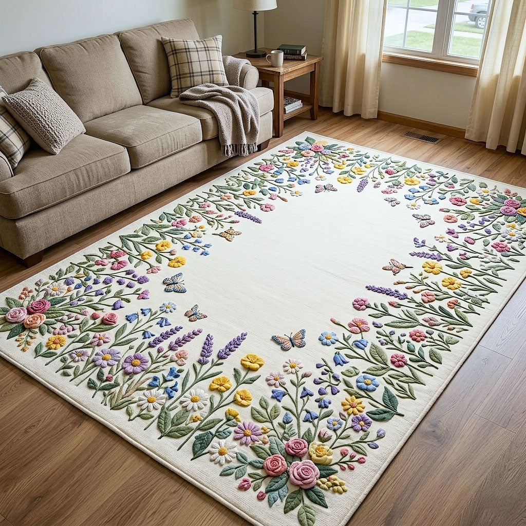 Bloom Garden area rug in a living room