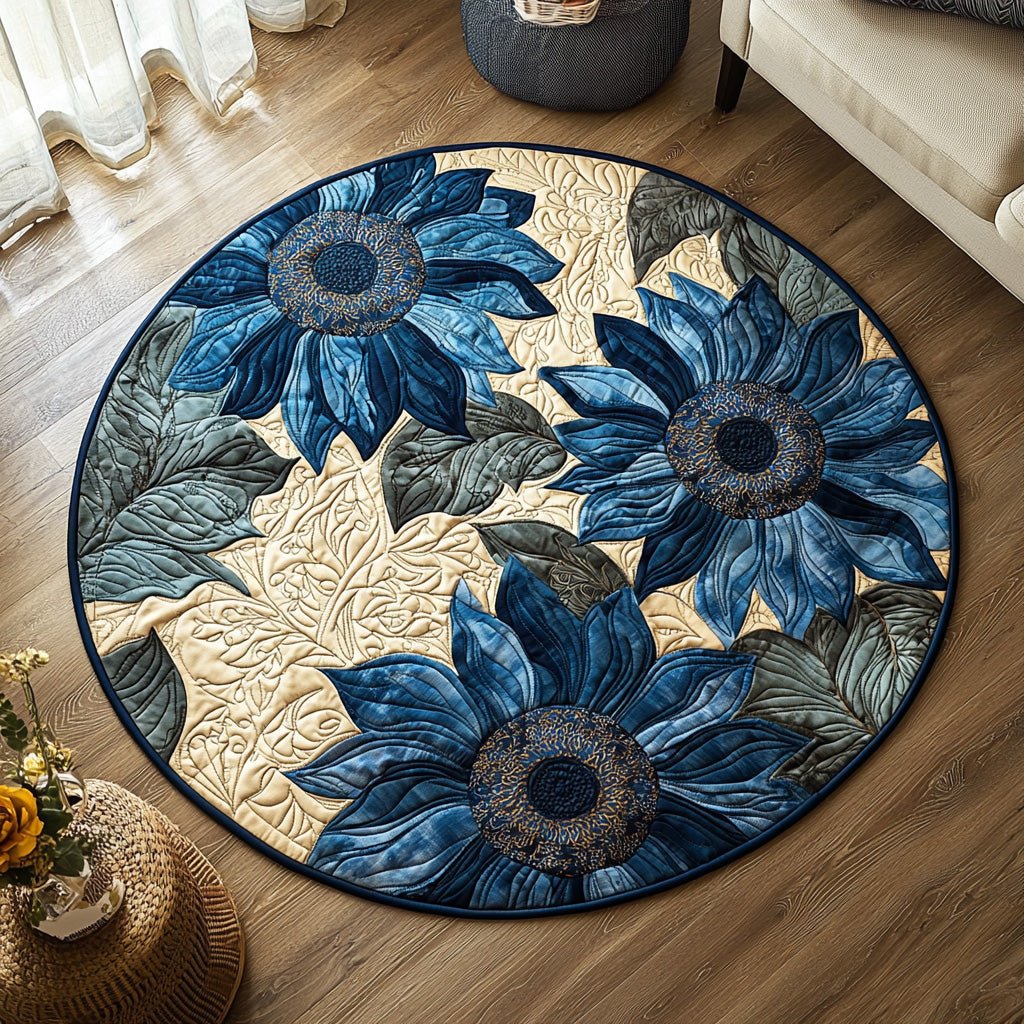 Bloom Trail Round Mat Rug - washable non-slip printed rug