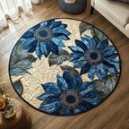 Bloom Trail Round Mat Rug - washable non-slip printed rug