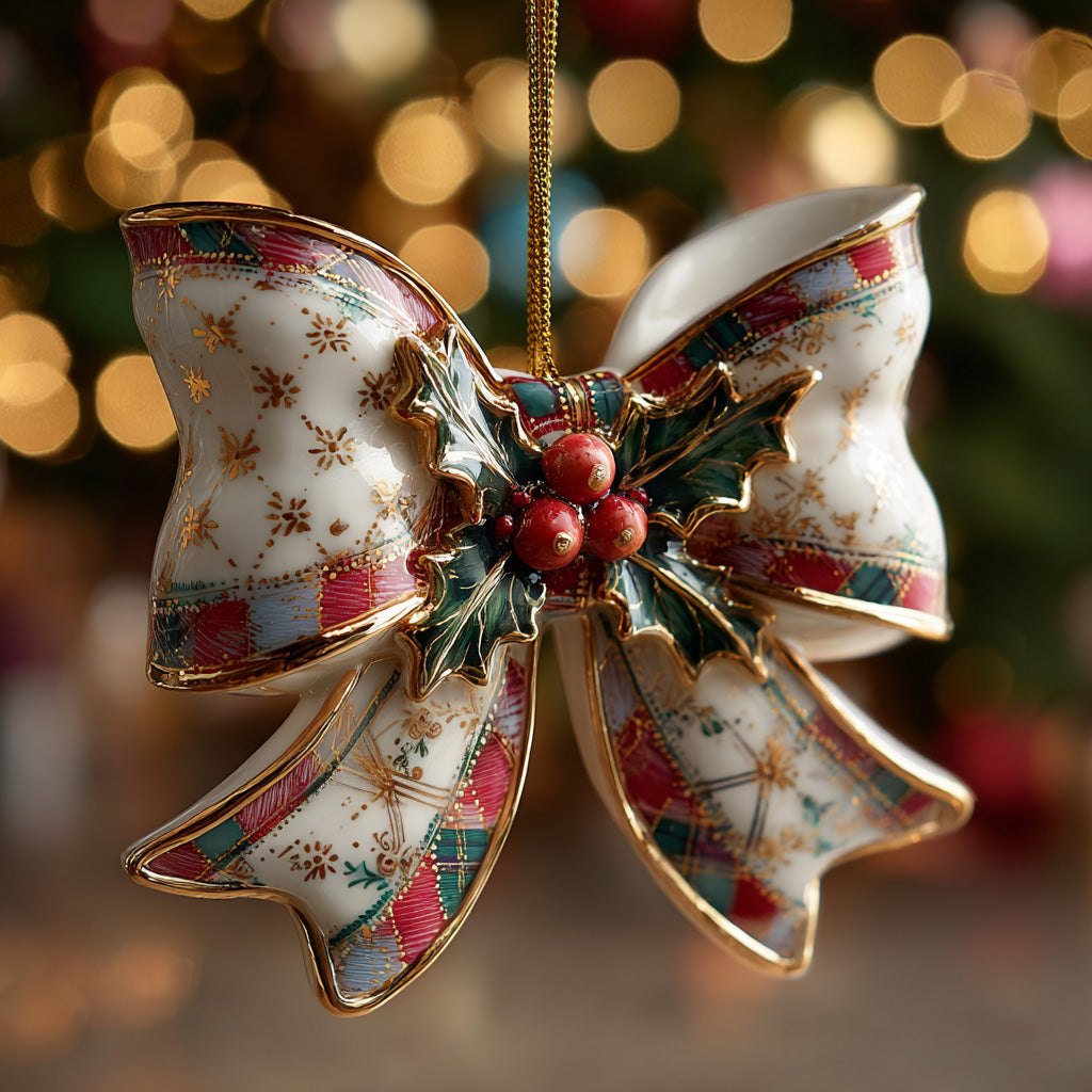 Blooming Winter Bow Christmas Ornament