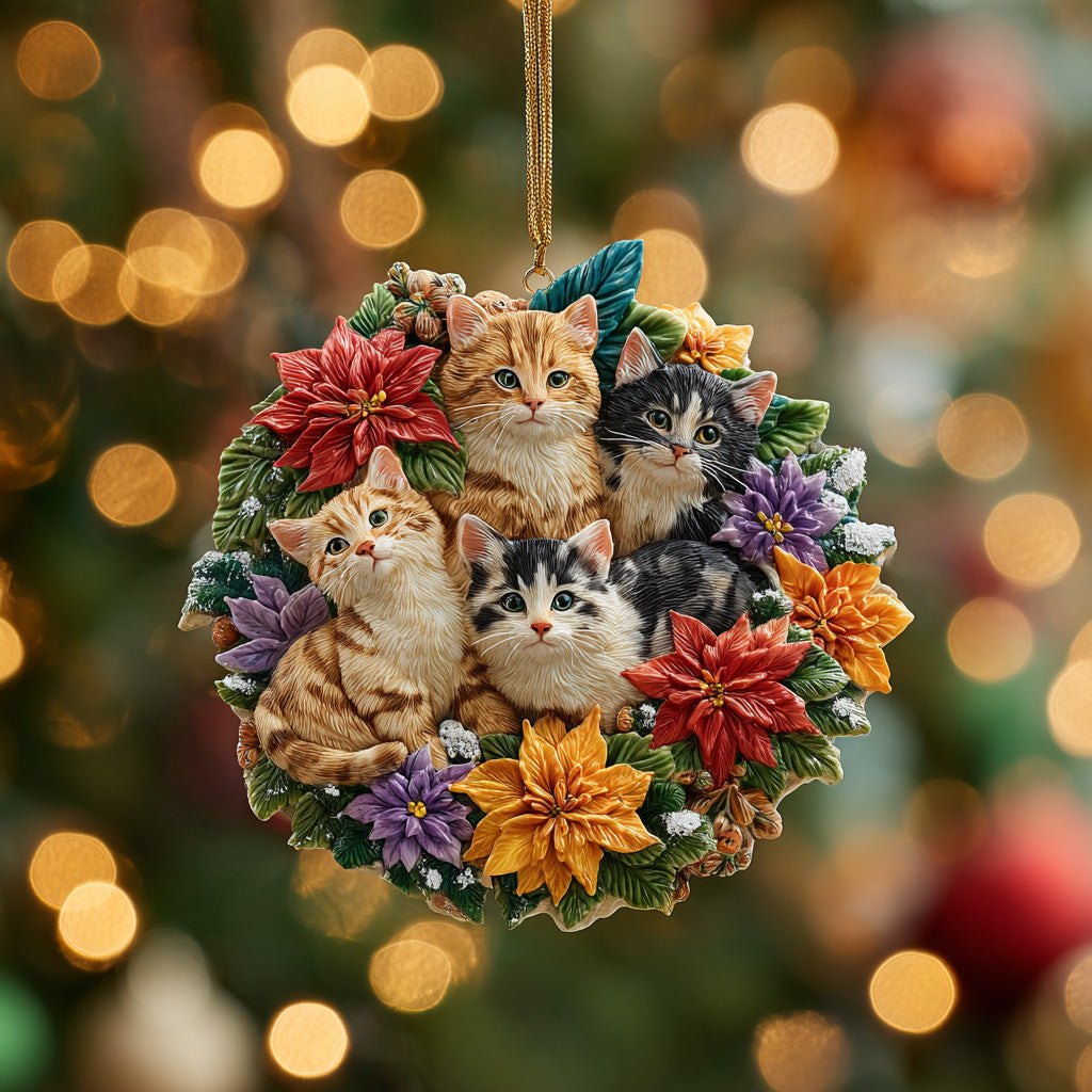 Blooming of Cats Christmas Ornament