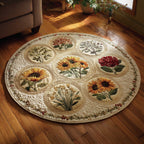 Blooming Acres Round Mat Rug - washable non-slip printed rug