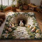 Blooming Easter Tunnel area rug in a living room