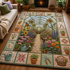 Blooming Greenhouse Retreat area rug in a living room