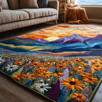 Blooming Horizon area rug in a living room
