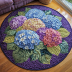 Blooming Hydrangea Paradise Round Mat Rug - washable non-slip printed rug