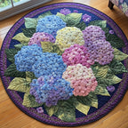 Blooming Hydrangea Paradise Round Mat Rug - Nature Design | Serene Home Decor