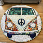 Blooming Roadtrip Round Mat Rug - washable non-slip printed rug