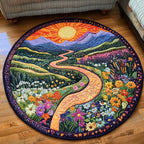 Blooming Vista Round Mat Rug - washable non-slip printed rug