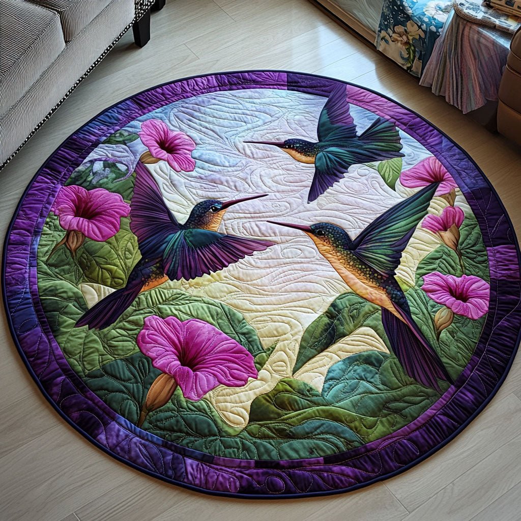 Blossom Breeze Round Mat Rug - washable non-slip printed rug
