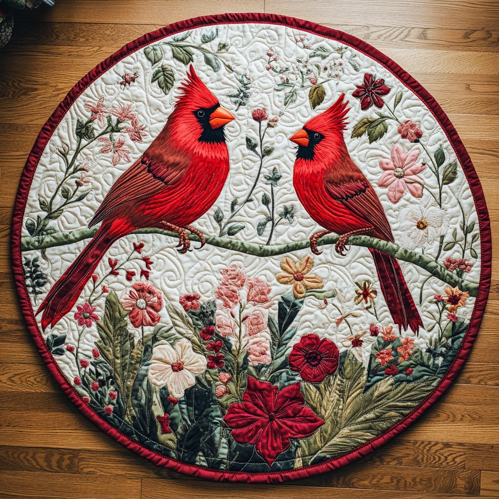Blossom Cardinal Round Mat Rug - Nature Design | Serene Home Decor