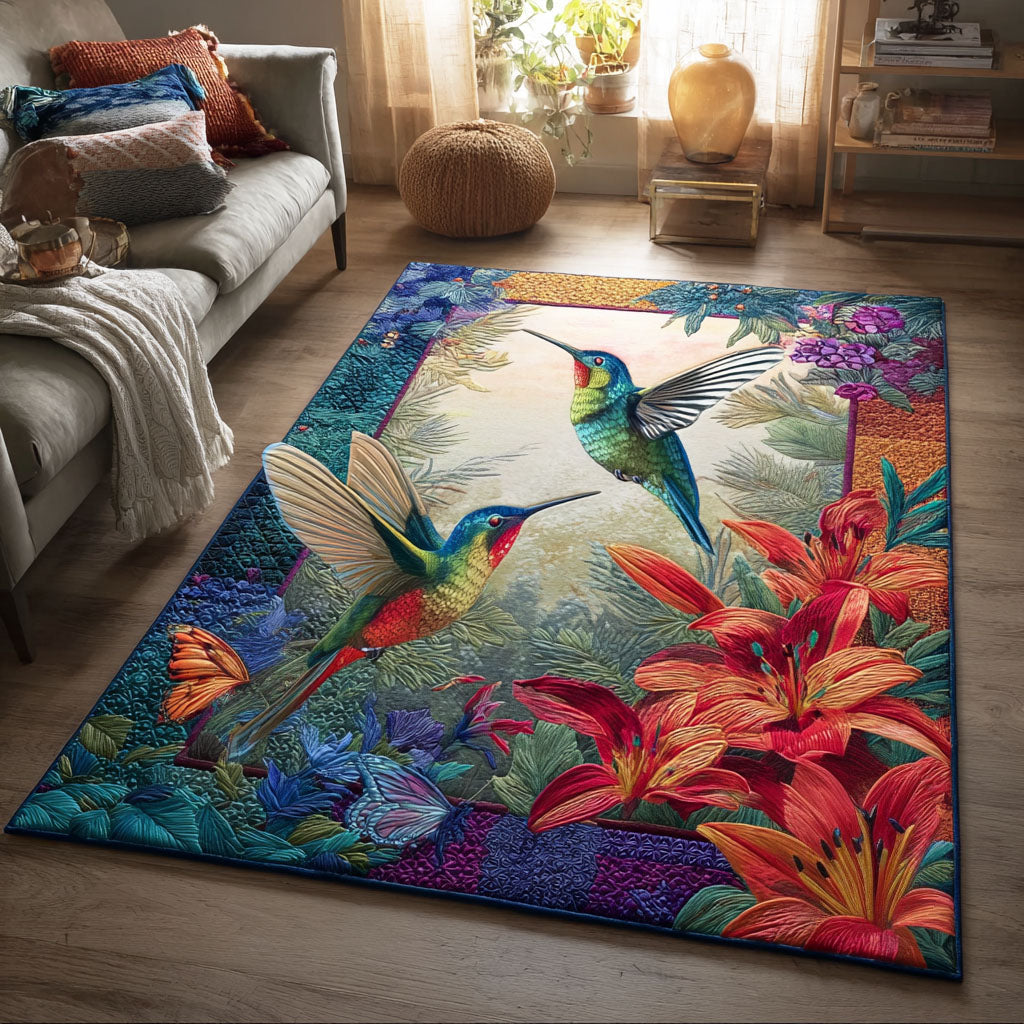 Blossom Flight area rug in a living room