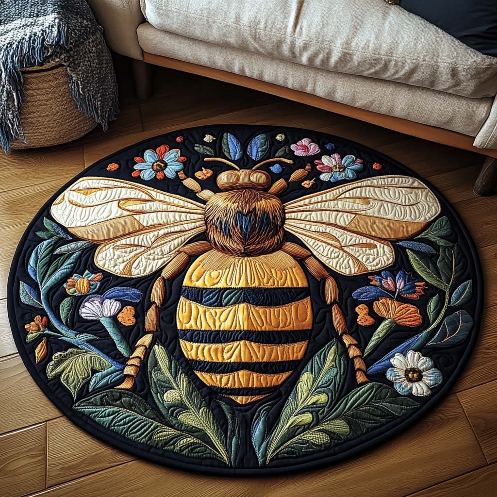 Blossom Keeper Round Mat Rug - washable non-slip printed rug