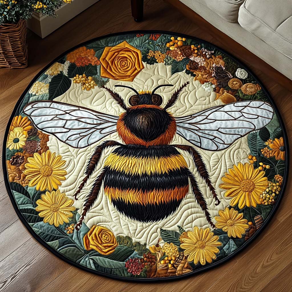 Blossom Sovereign Round Mat Rug - washable non-slip printed rug
