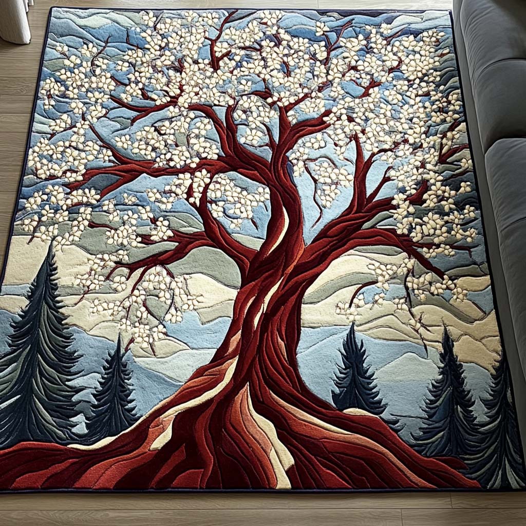 Blossom Spirit area rug in a living room