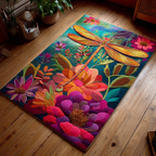 Blossom Symphony Dragonfly area rug in a living room