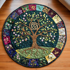 Blossoming Roots Round Mat Rug - washable non-slip printed rug