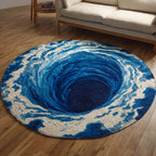 Blue Abyss Round Mat Rug - washable non-slip printed rug