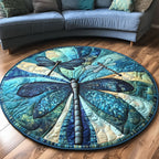 Blue Breeze Round Mat Rug - washable non-slip printed rug