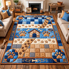 Blue Dog House Paw area rug in a living room