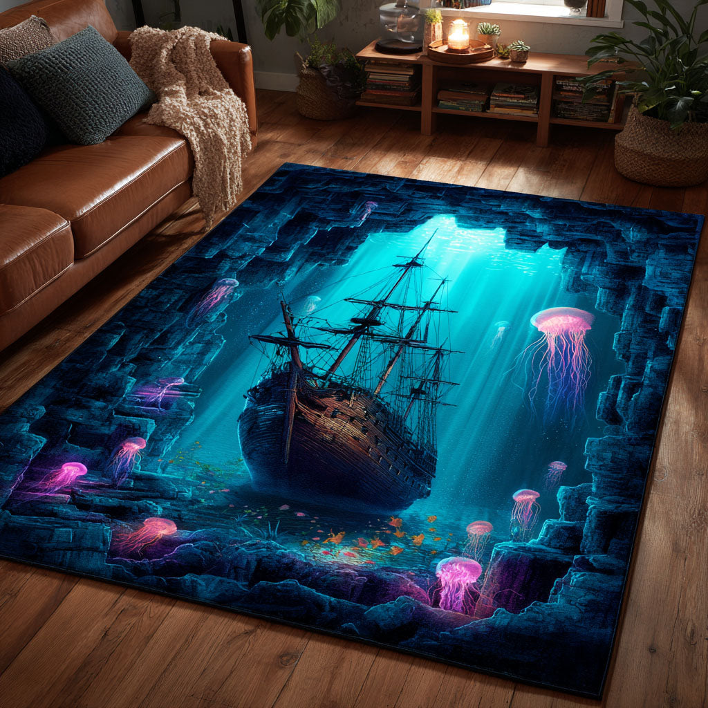 Blue Harbor area rug in a living room