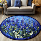 Blue Harmony Round Mat Rug - washable non-slip printed rug