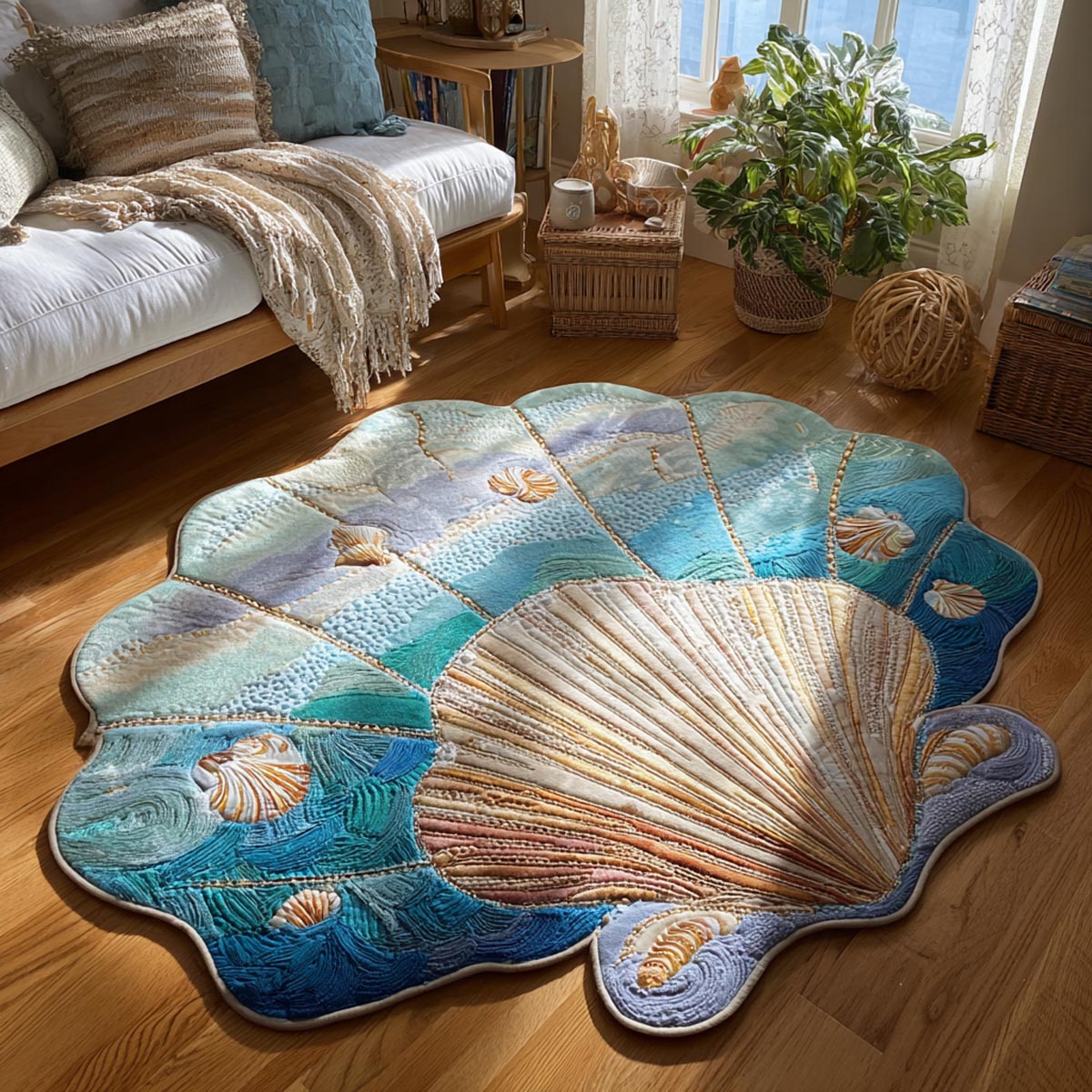 Blue Haven Custom Shape Area Rug - Nature Design | Die-Cut Non-Slip Rug - washable non-slip printed rug