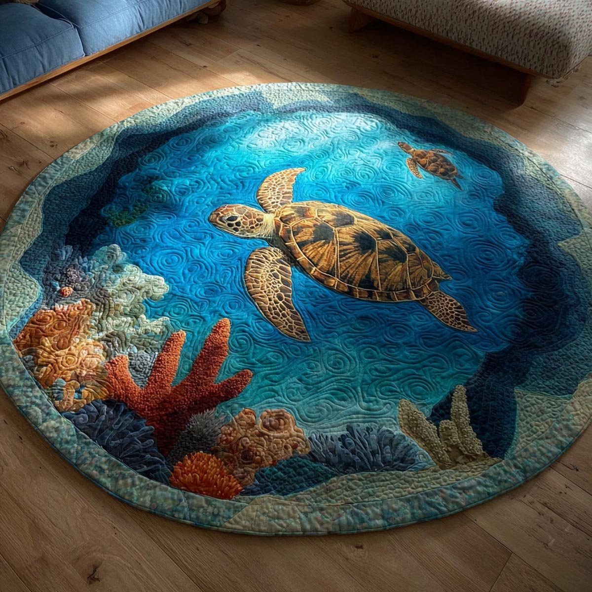 Blue Horizon Round Mat Rug - Nature Design | Serene Home Decor