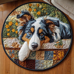 Blue Merle Dreams Round Mat Rug - washable non-slip printed rug