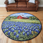 Blue Oasis Round Mat Rug - washable non-slip printed rug