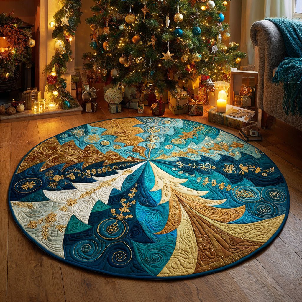Blue Pines Round Mat Rug - washable non-slip printed rug