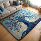 Blue Rootway area rug in a living room