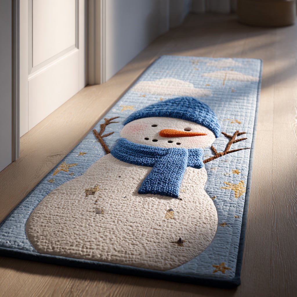 Blue Snowman Runner Carpet Runner Rug - Cute Pet Design | Animal Printed Runner Rug