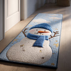 Blue Snowman Runner Carpet Runner Rug - Cute Pet Design | Animal Printed Runner Rug