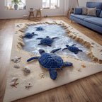 Blue Turtle area rug in a living room