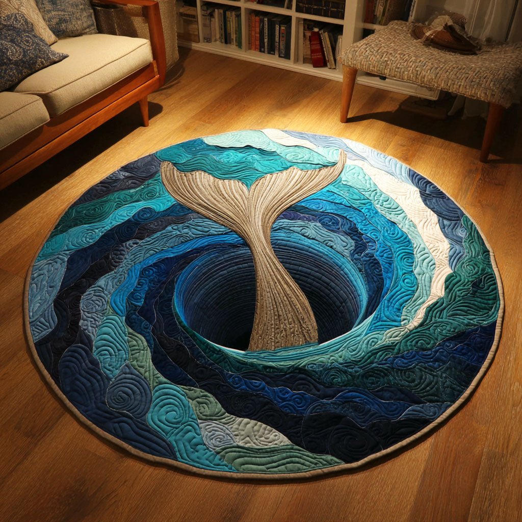 Blue Whirlpool Round Mat Rug - washable non-slip printed rug
