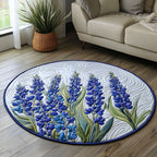 Bluebonnet Bliss Round Mat Rug - washable non-slip printed rug
