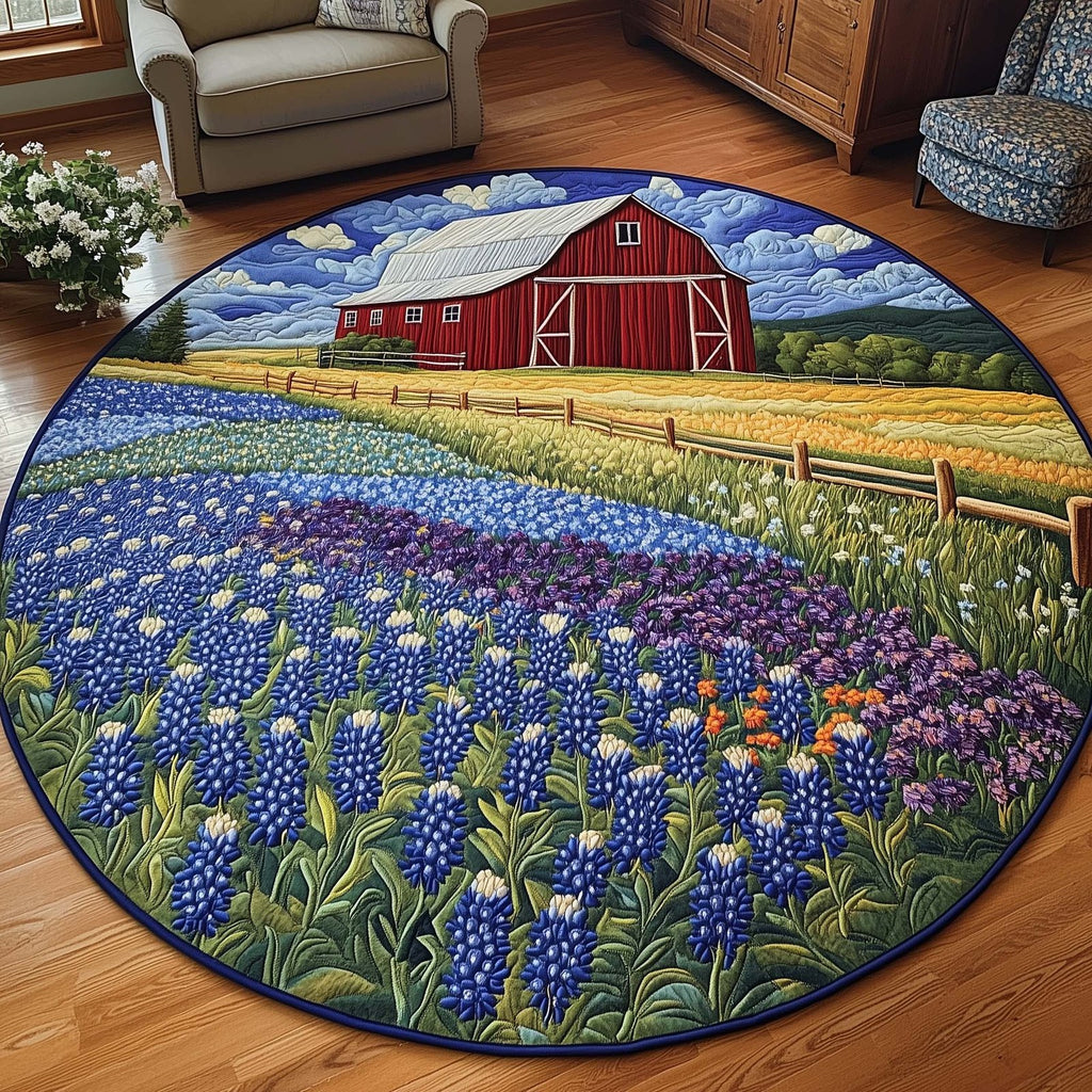 Bluebonnet Bloom Round Mat Rug - Nature Design | Serene Home Decor