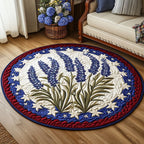 Bluebonnet Elegance Round Mat Rug - washable non-slip printed rug
