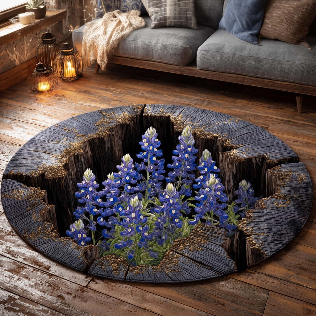 Bluebonnet Trail Round Mat Rug - Nature Design | Serene Home Decor