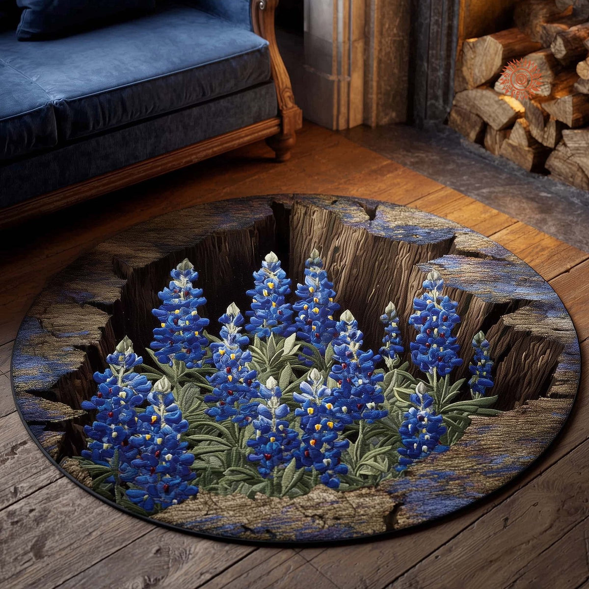 Bluebonnet Trail Round Mat Rug - Nature Design | Serene Home Decor