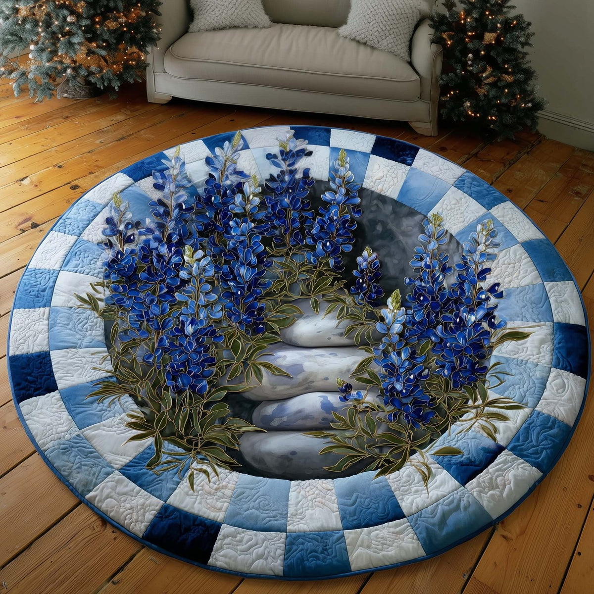Bluebonnet Trail Round Mat Rug - Nature Design | Serene Home Decor