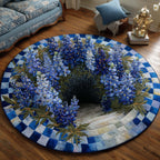 Bluebonnet Trail Round Mat Rug - washable non-slip printed rug