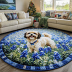 Bluebonnet Wanderer Round Mat Rug - washable non-slip printed rug