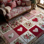 Blush Garden Keepsake area rug in a living room