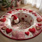Blush Heart Gnome Round Mat Rug - washable non-slip printed rug
