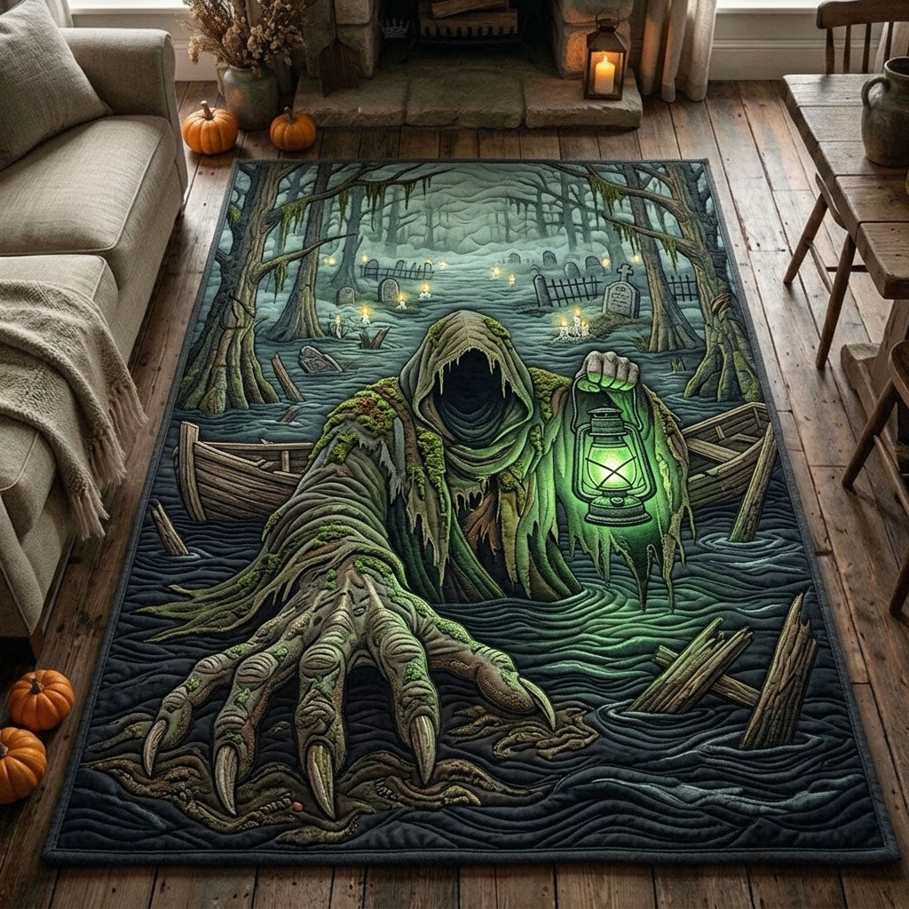 Bog Ferryman area rug in a living room