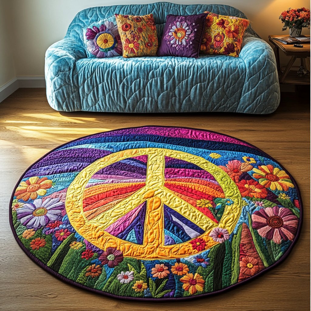 Boho Dreams Round Mat Rug - washable non-slip printed rug